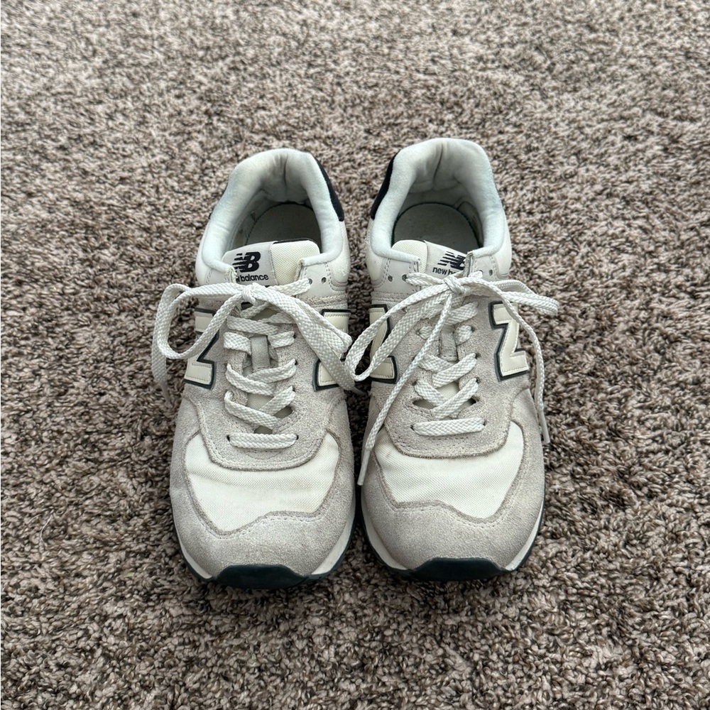 New Balance 574 Cream and Gray Sneakers- Size 9